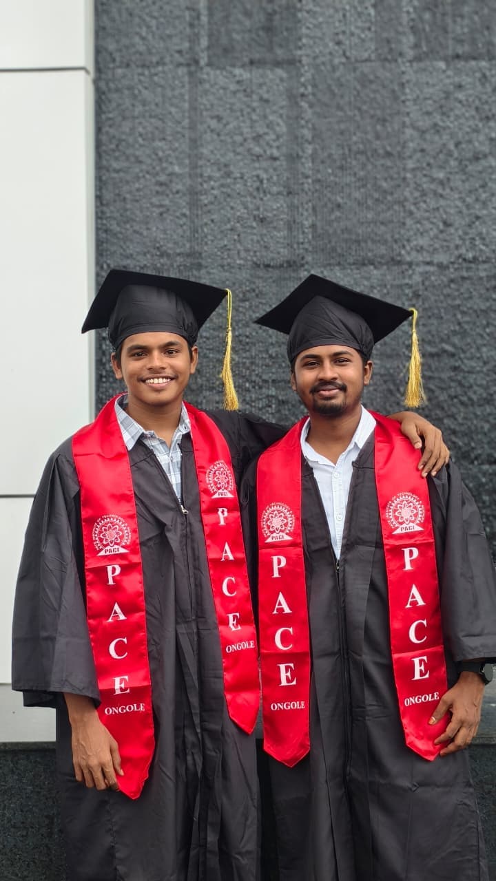 Revanth Kumar posing on engineering college campus during graduation day